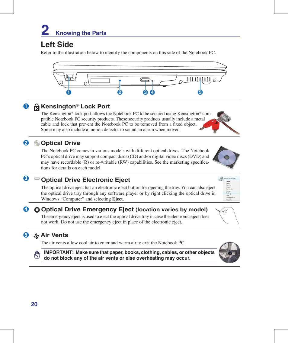 Left side | Asus X56VR User Manual | Page 20 / 89