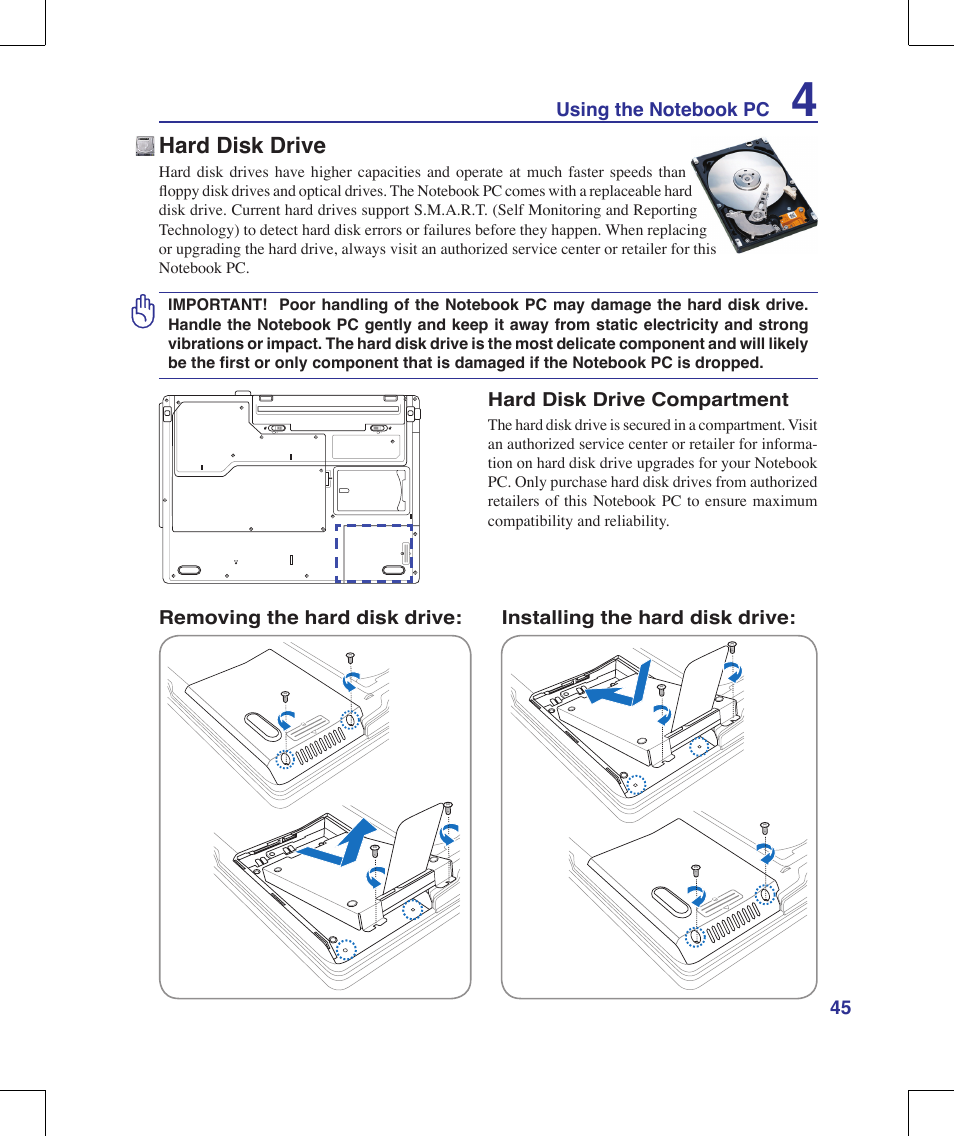 Hard disk drive | Asus X56VR User Manual | Page 45 / 89