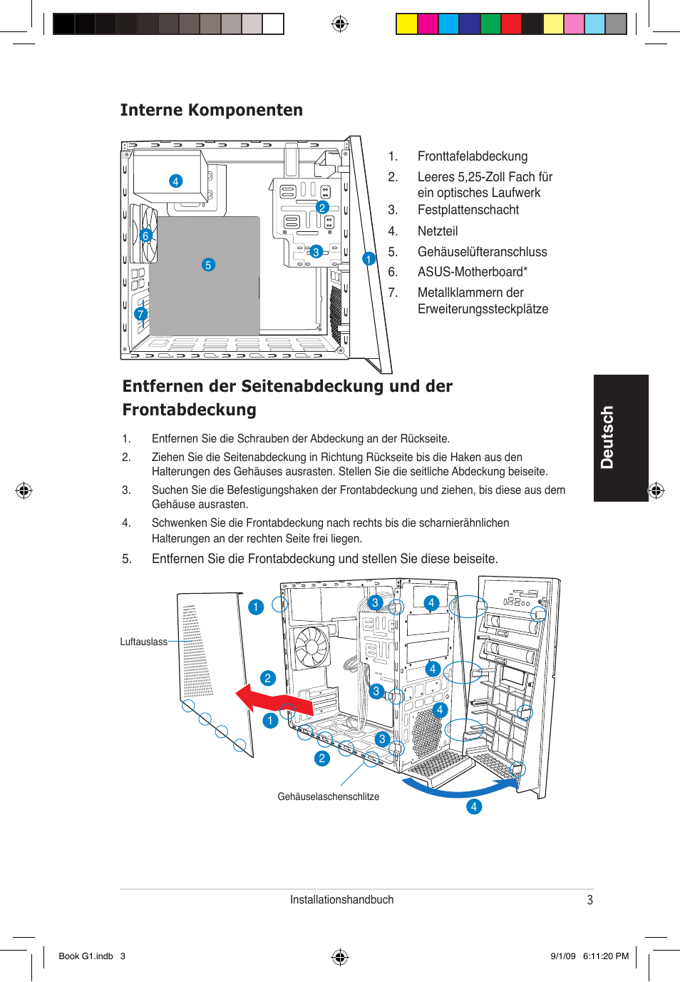 Deutsch interne komponenten | Asus G1-P5G43 User Manual | Page 19 / 80