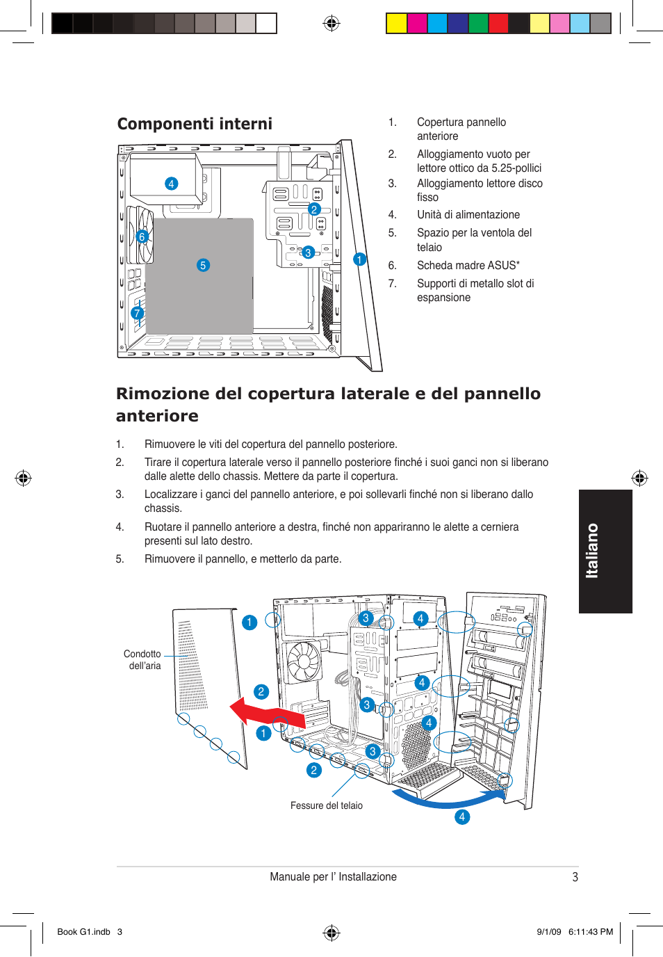 Italiano, Componenti interni | Asus G1-P5G43 User Manual | Page 27 / 80