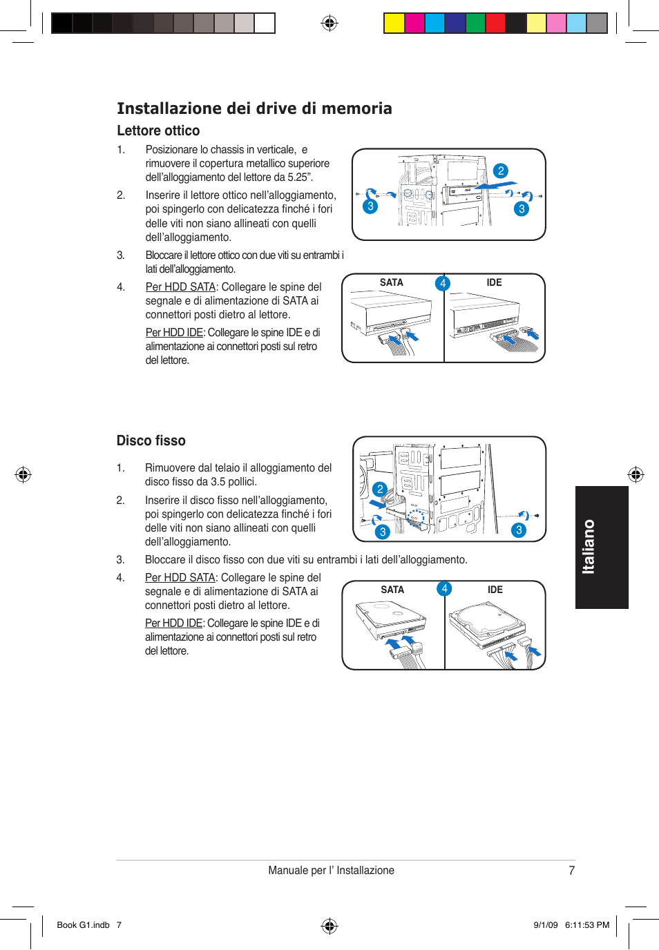 Italiano, Disco fisso, Lettore ottico | Asus G1-P5G43 User Manual | Page 31 / 80