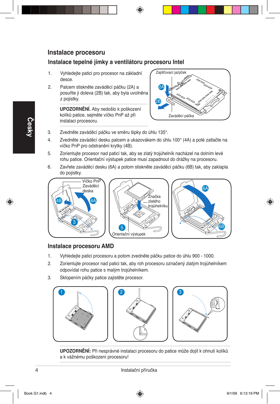 Česky instalace procesoru, Instalace procesoru amd | Asus G1-P5G43 User Manual | Page 60 / 80