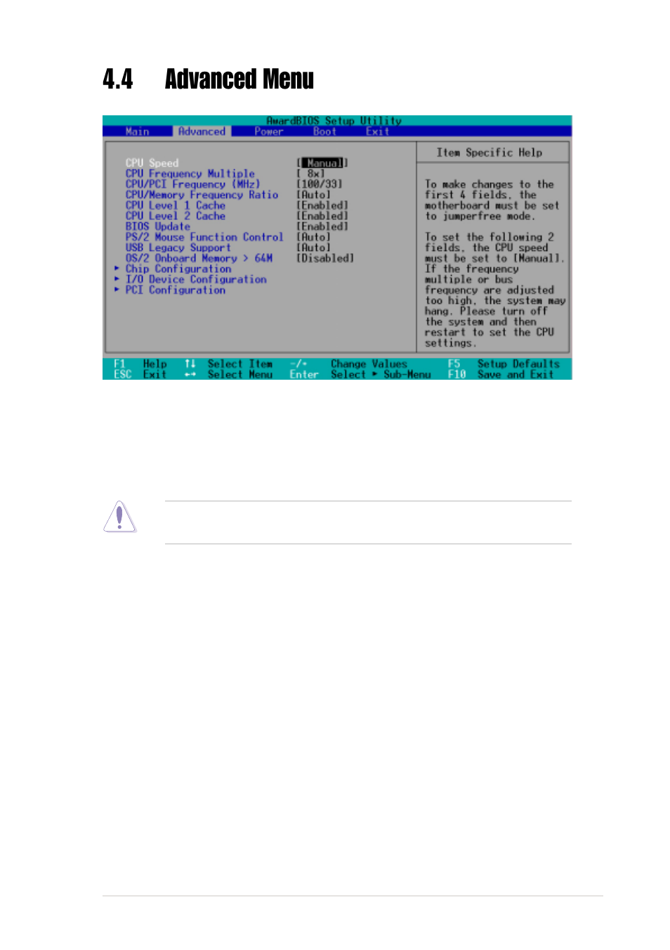 4 advanced menu | Asus P4S333-FX User Manual | Page 71 / 112