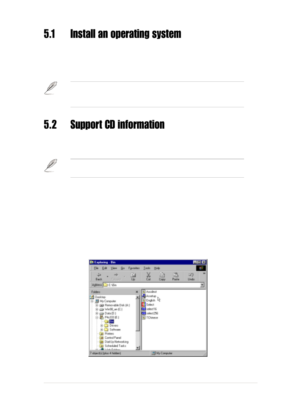 1 install an operating system, 2 support cd information | Asus P4S333-FX User Manual | Page 93 / 112