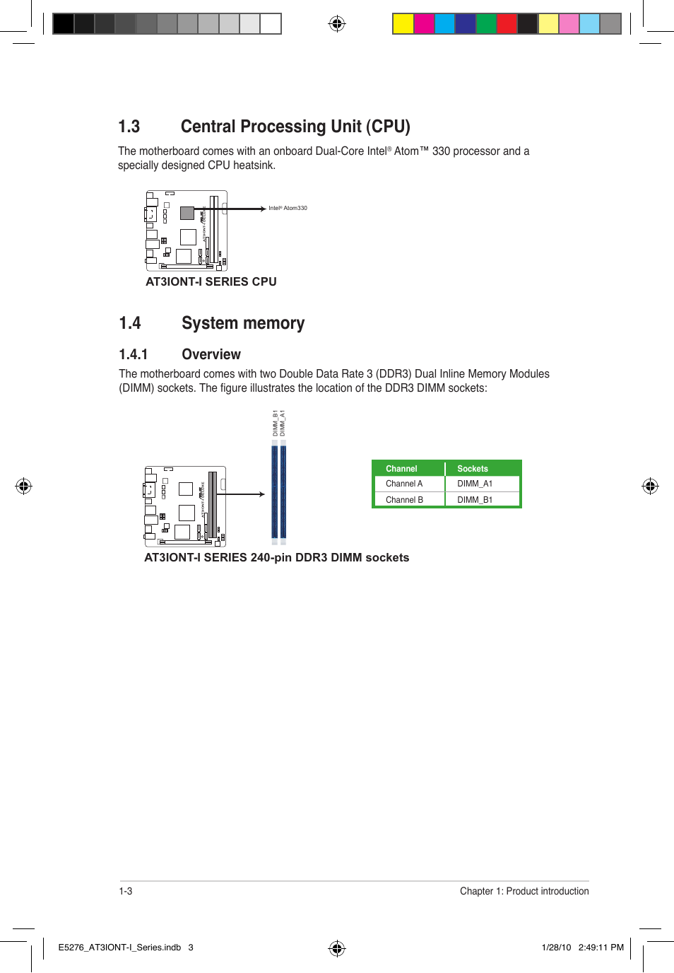 3 central processing unit (cpu), 1 overview | Asus AT3IONT-I DELUXE User Manual | Page 12 / 46