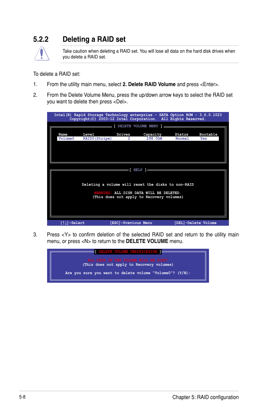 2 deleting a raid set, Deleting a raid set -8 | Asus P9D-E/4L User Manual | Page 113 / 159