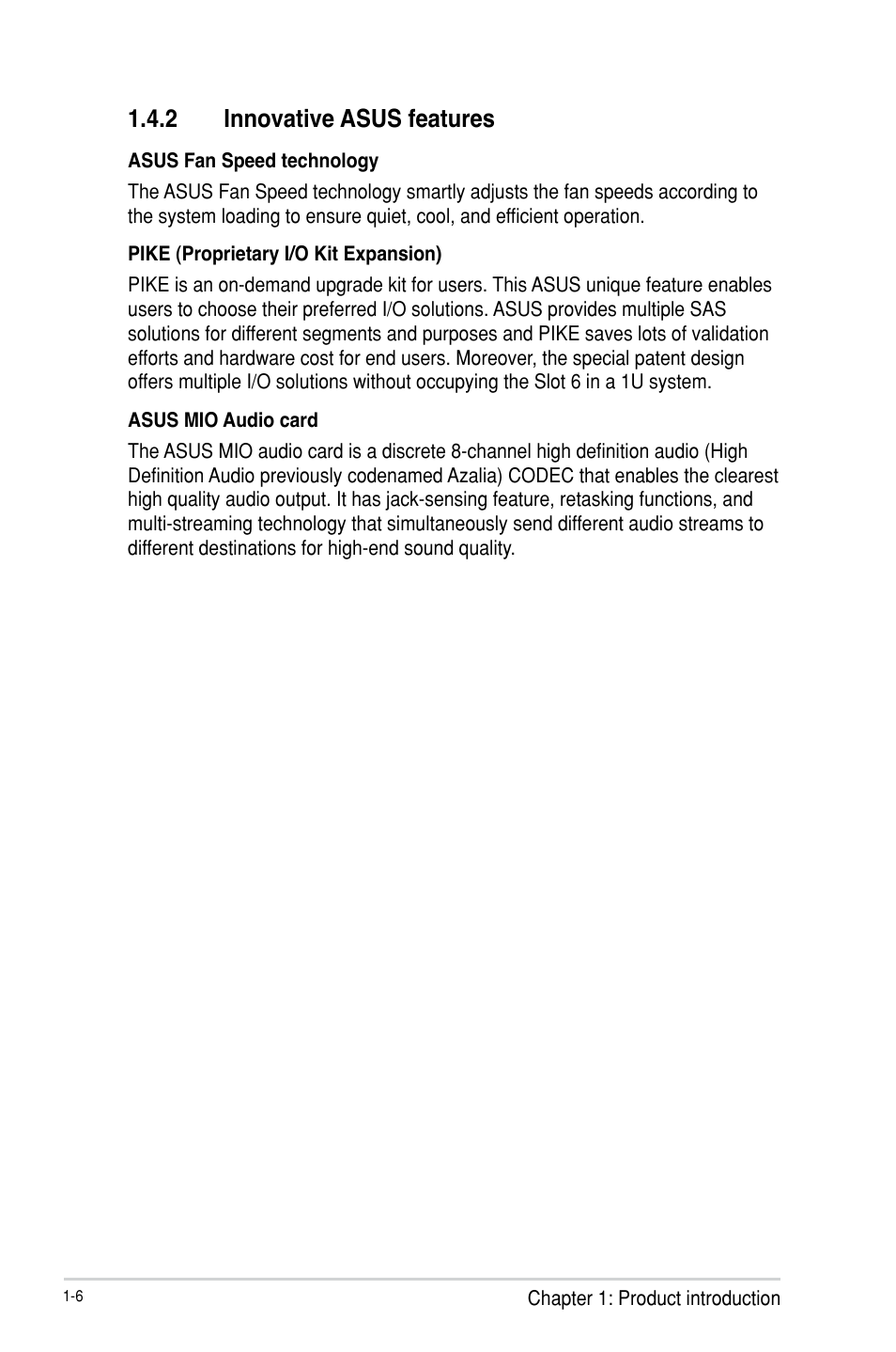 2 innovative asus features, Innovative asus features -6 | Asus P9D-E/4L User Manual | Page 20 / 159