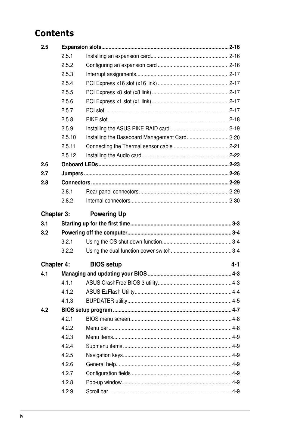 Asus P9D-E/4L User Manual | Page 4 / 159