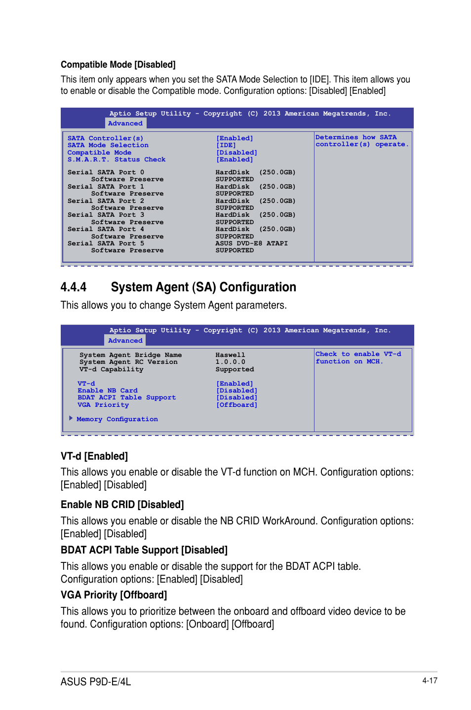 4 system agent (sa) configuration, System agent (sa) configuration -17, Asus p9d-e/4l | Asus P9D-E/4L User Manual | Page 82 / 159