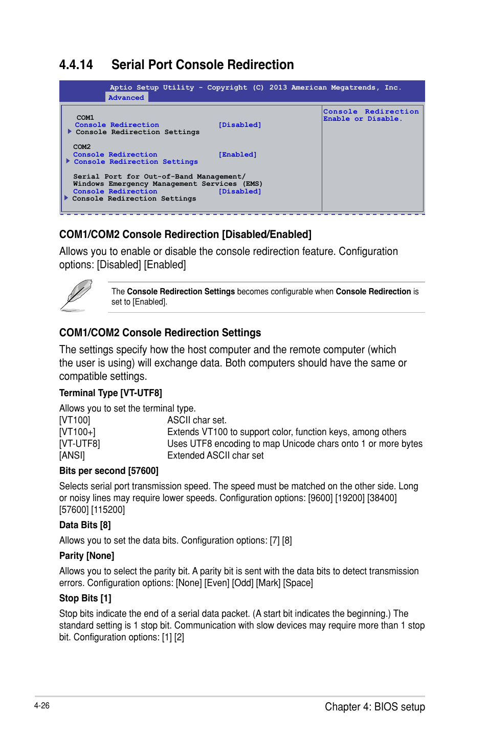 14 serial port console redirection, Serial port console redirection -26 | Asus P9D-E/4L User Manual | Page 91 / 159