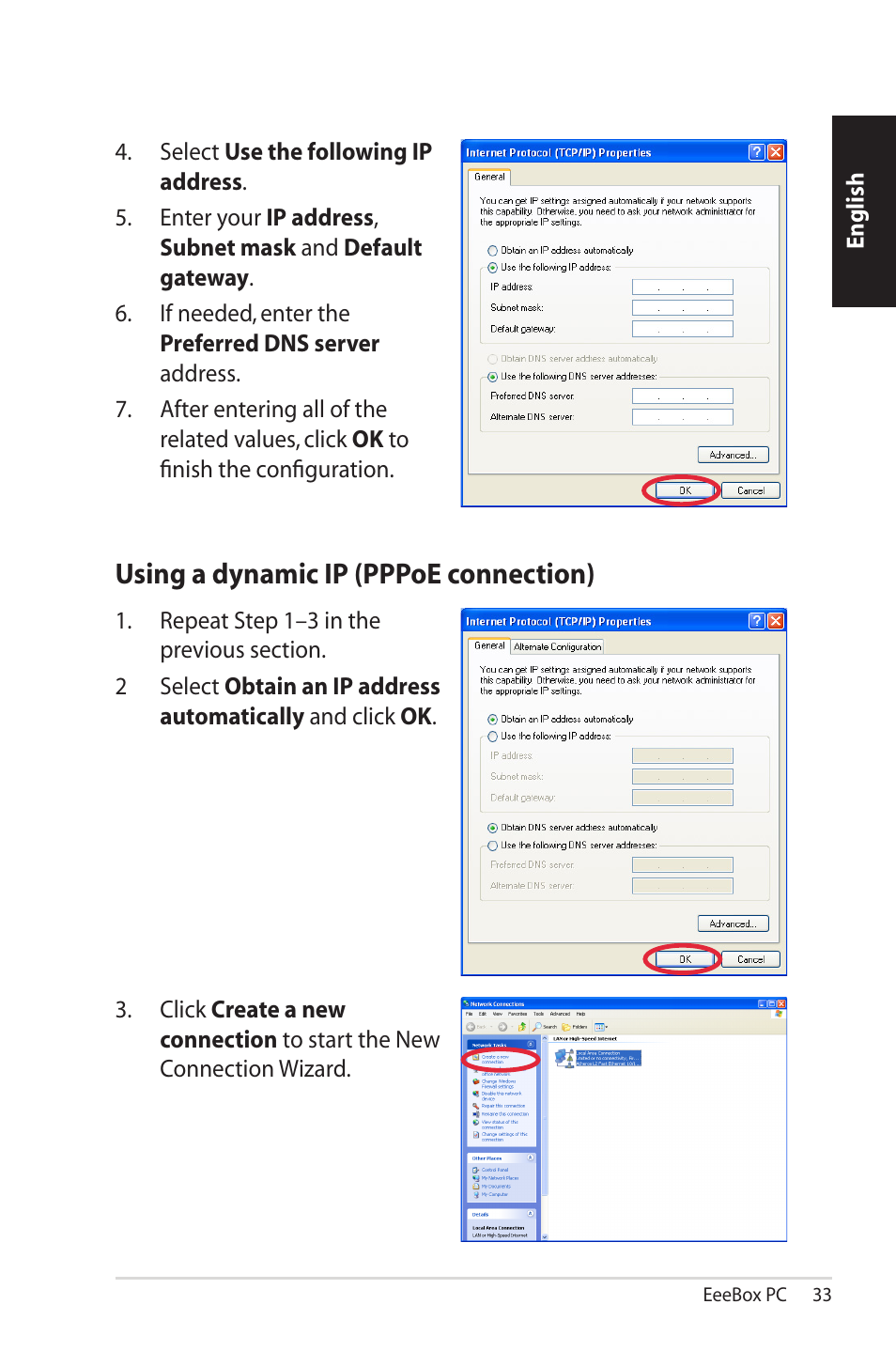 Using a dynamic ip (pppoe connection) | Asus EB1502 User Manual | Page 33 / 46