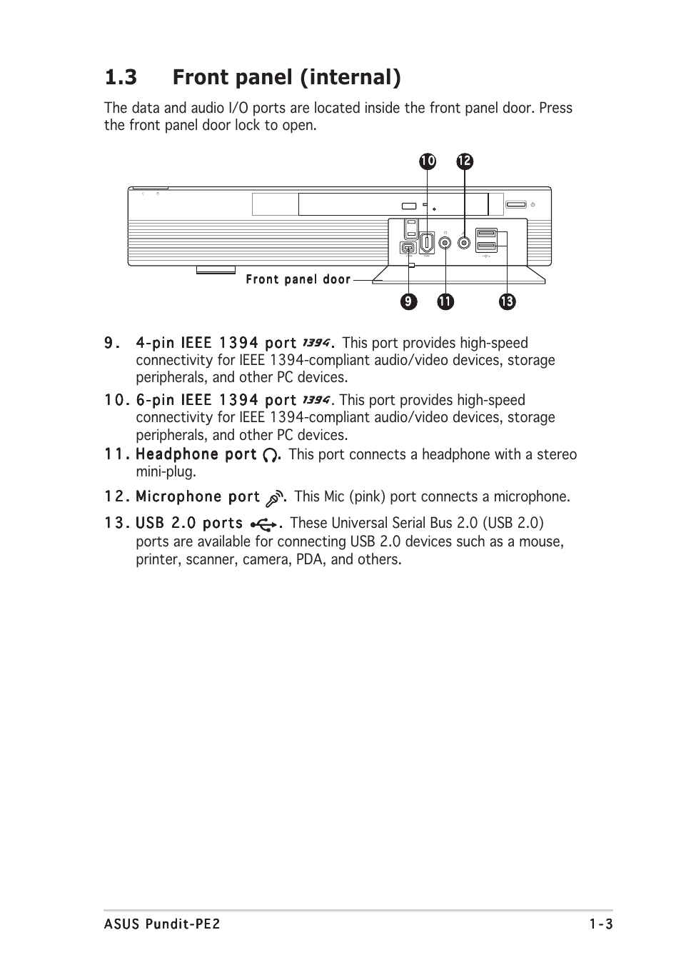 3 front panel (internal) | Asus Pundit P2-PE2 User Manual | Page 13 / 72