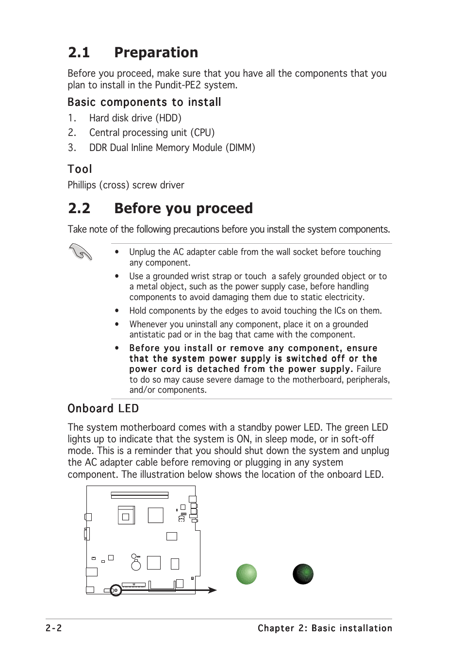 1 preparation, 2 before you proceed | Asus Pundit P2-PE2 User Manual | Page 18 / 72