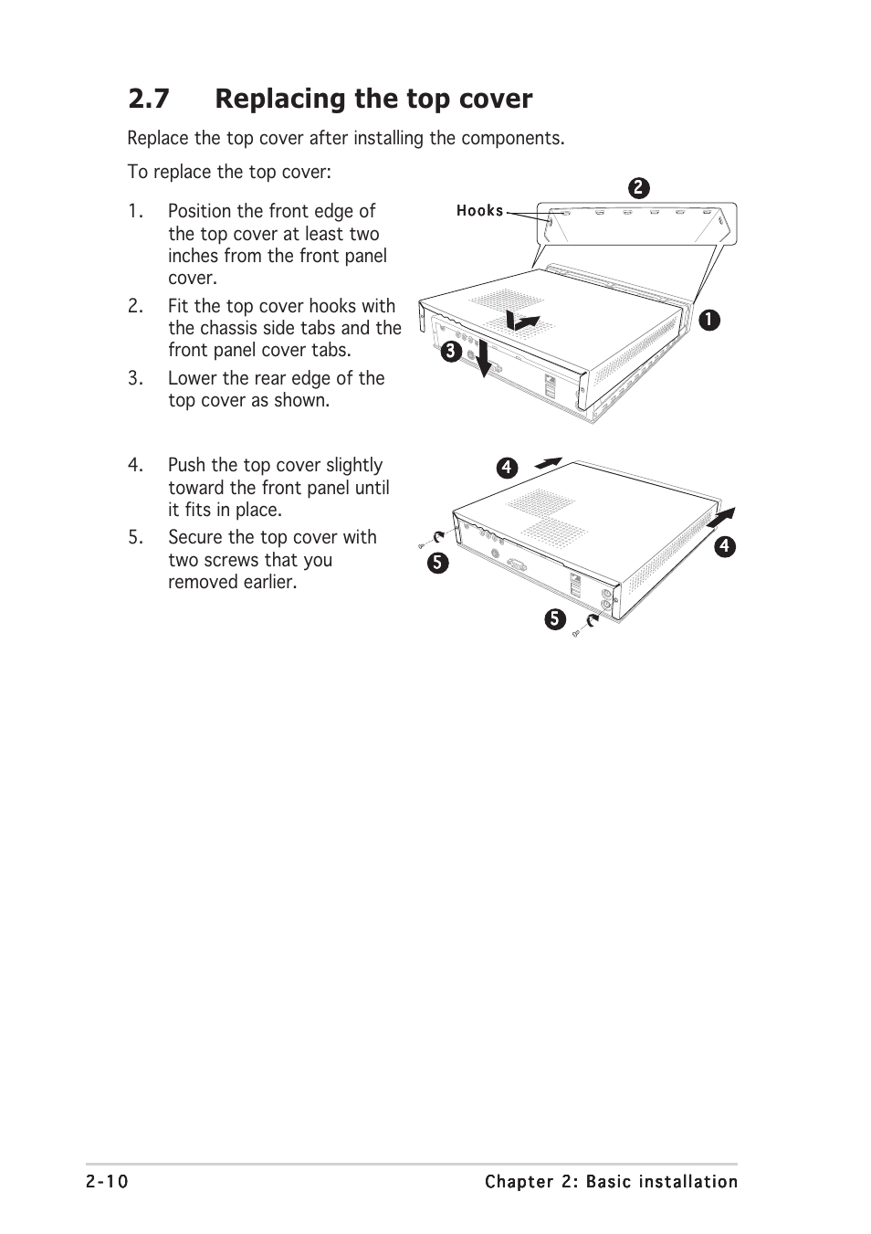 7 replacing the top cover | Asus Pundit P2-PE2 User Manual | Page 26 / 72