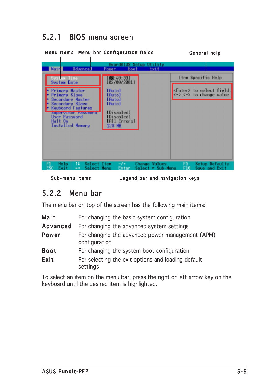 2 menu bar menu bar menu bar menu bar menu bar | Asus Pundit P2-PE2 User Manual | Page 53 / 72