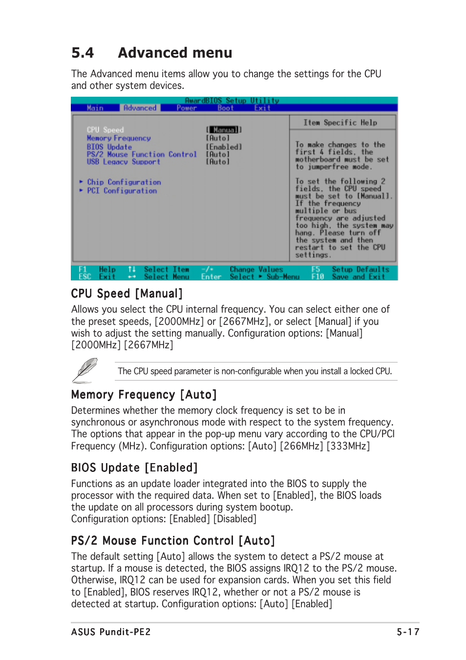 4 advanced menu | Asus Pundit P2-PE2 User Manual | Page 61 / 72