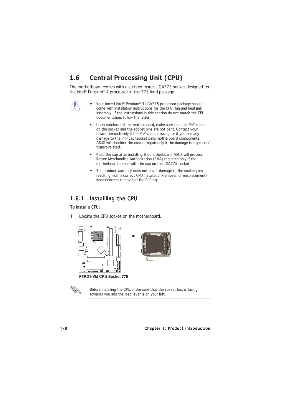 6 central processing unit (cpu) | Asus P5RD1-VM User Manual | Page 20 / 94