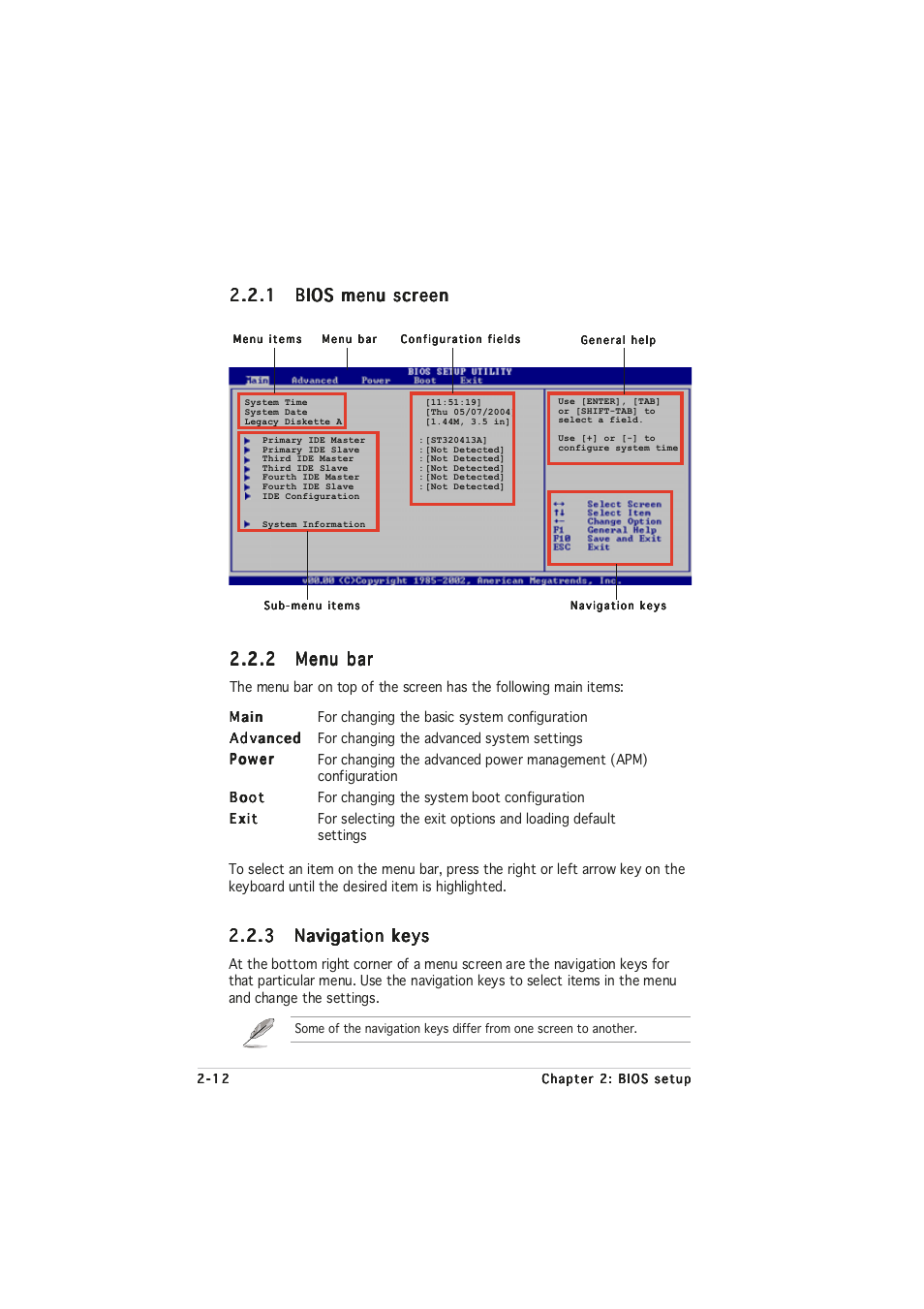 2 menu bar menu bar menu bar menu bar menu bar | Asus P5RD1-VM User Manual | Page 58 / 94