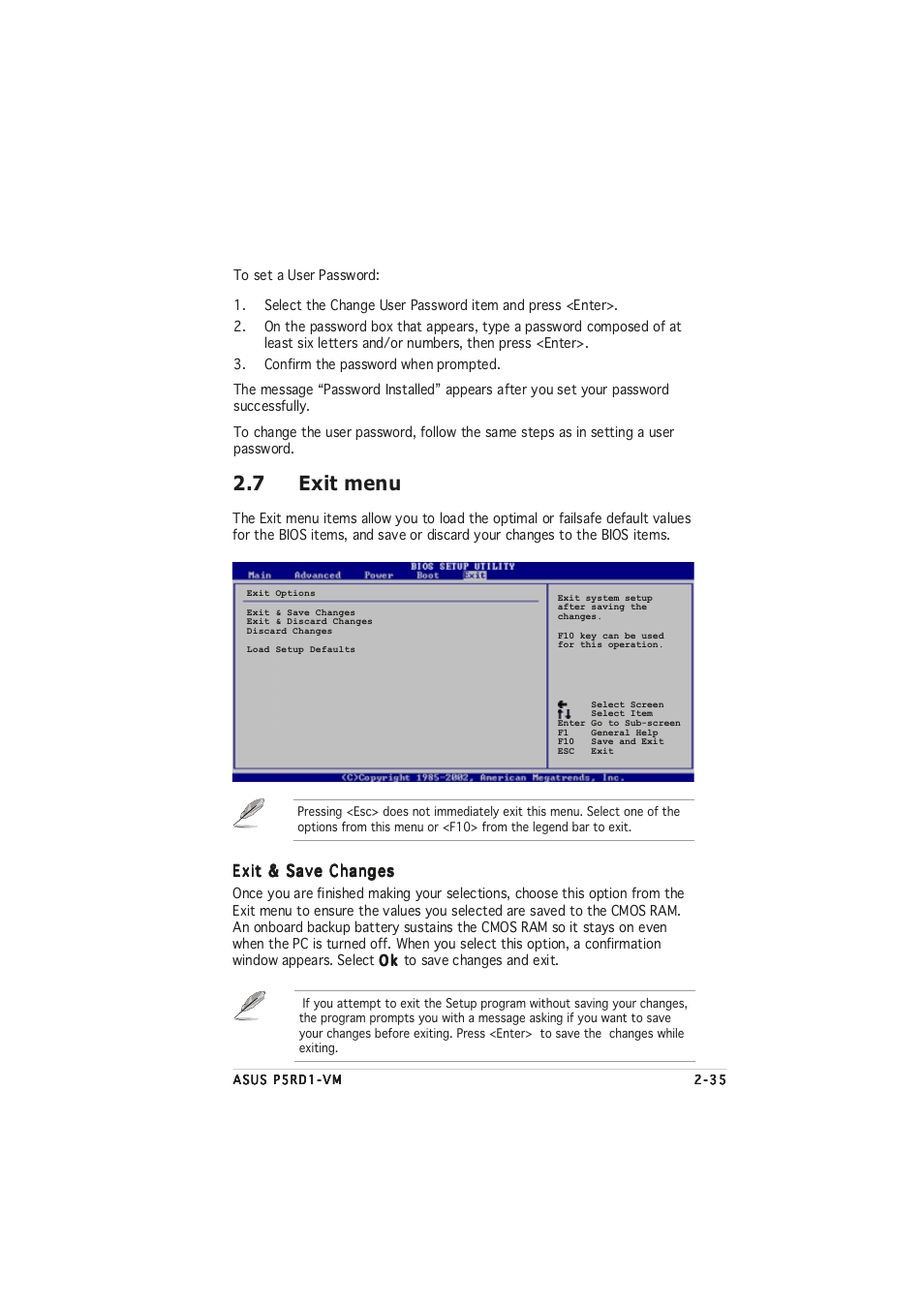 7 exit menu | Asus P5RD1-VM User Manual | Page 83 / 94