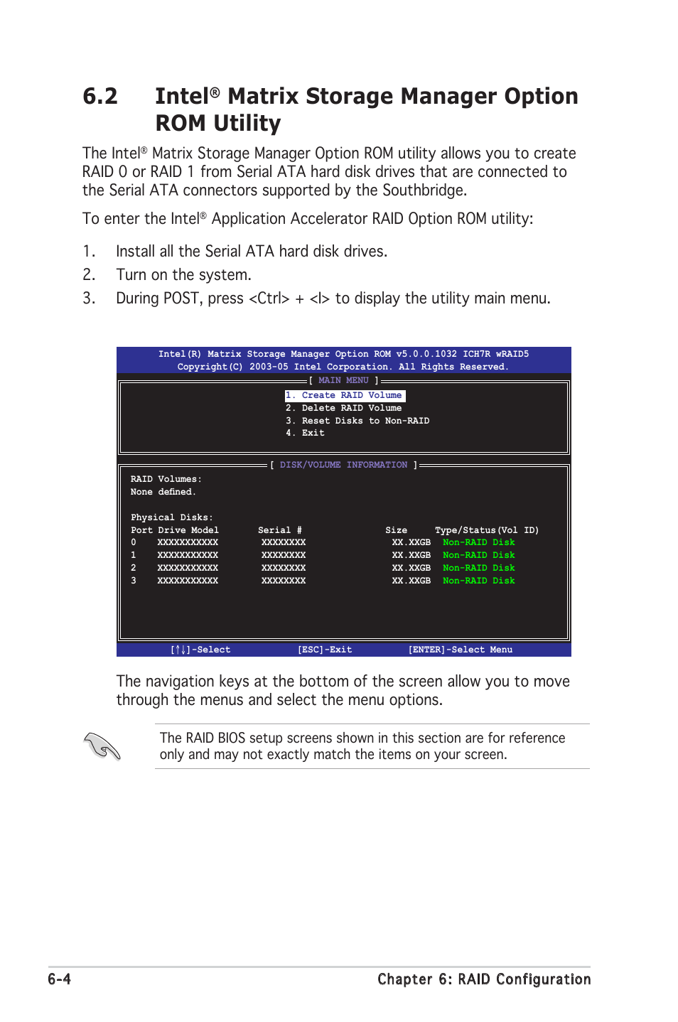 2 intel, Matrix storage manager option rom utility, The intel | Asus RS100-E4/PI2 User Manual | Page 102 / 156