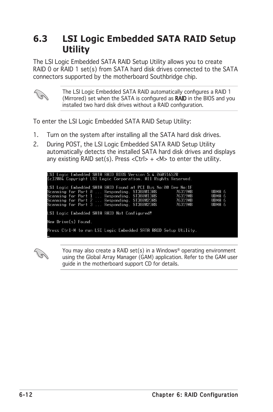 3 lsi logic embedded sata raid setup utility | Asus RS100-E4/PI2 User Manual | Page 110 / 156