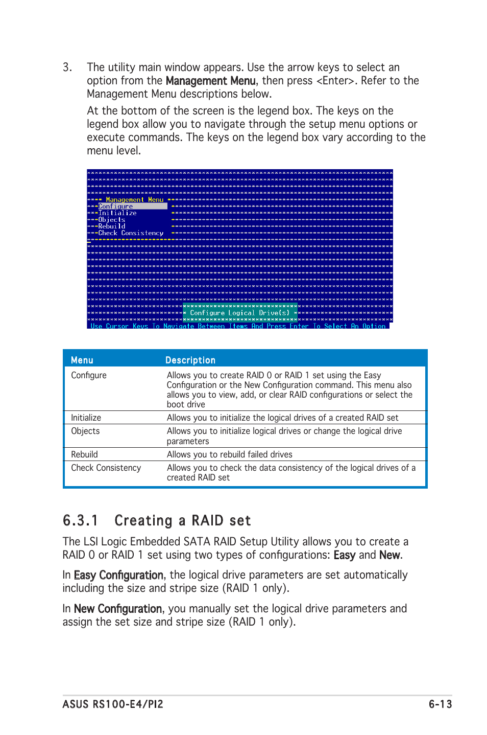 1 creating a raid set | Asus RS100-E4/PI2 User Manual | Page 111 / 156