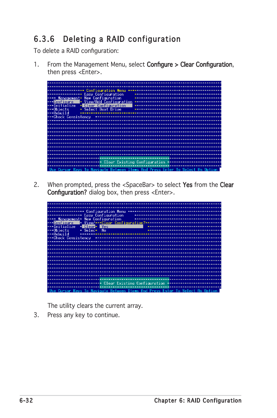 6 deleting a raid configuration | Asus RS100-E4/PI2 User Manual | Page 130 / 156
