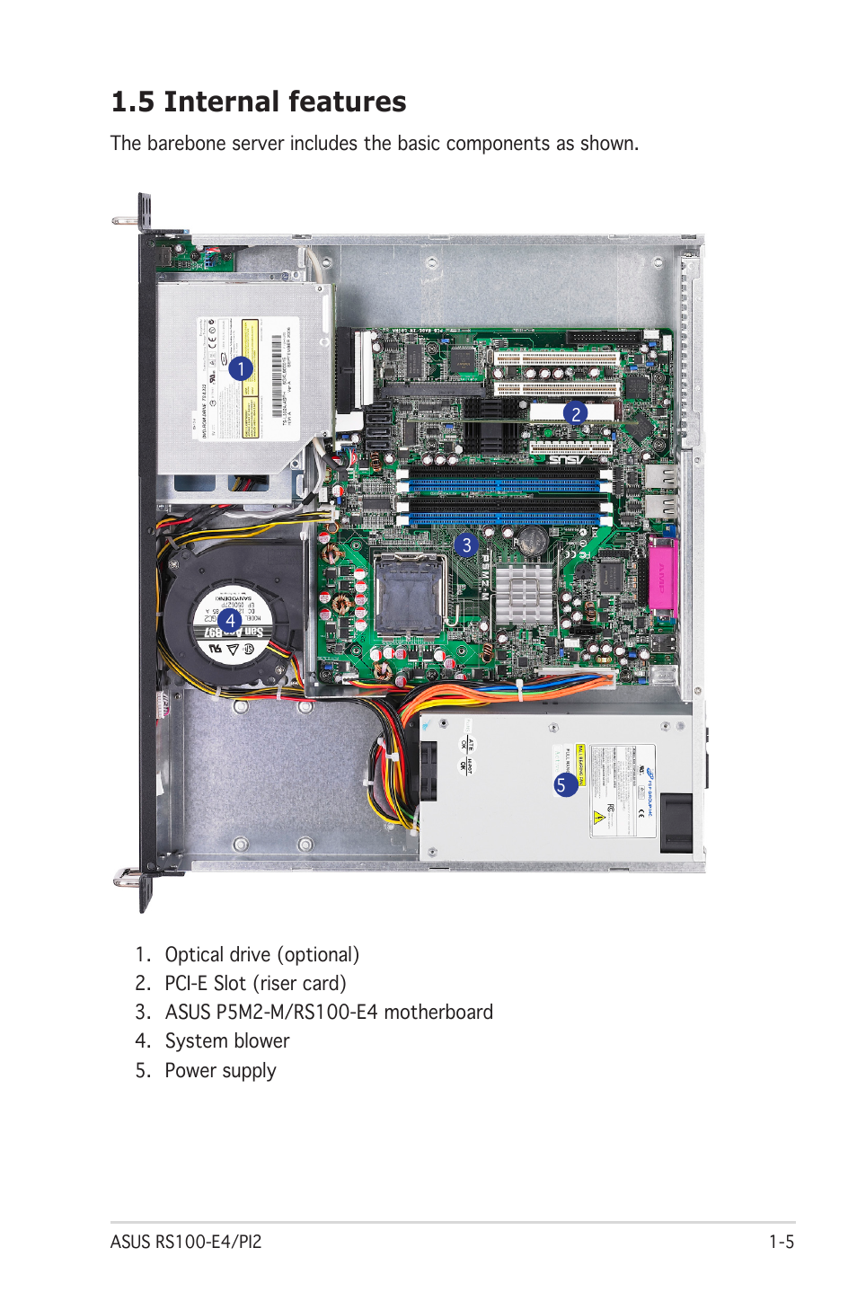 5 internal features | Asus RS100-E4/PI2 User Manual | Page 15 / 156