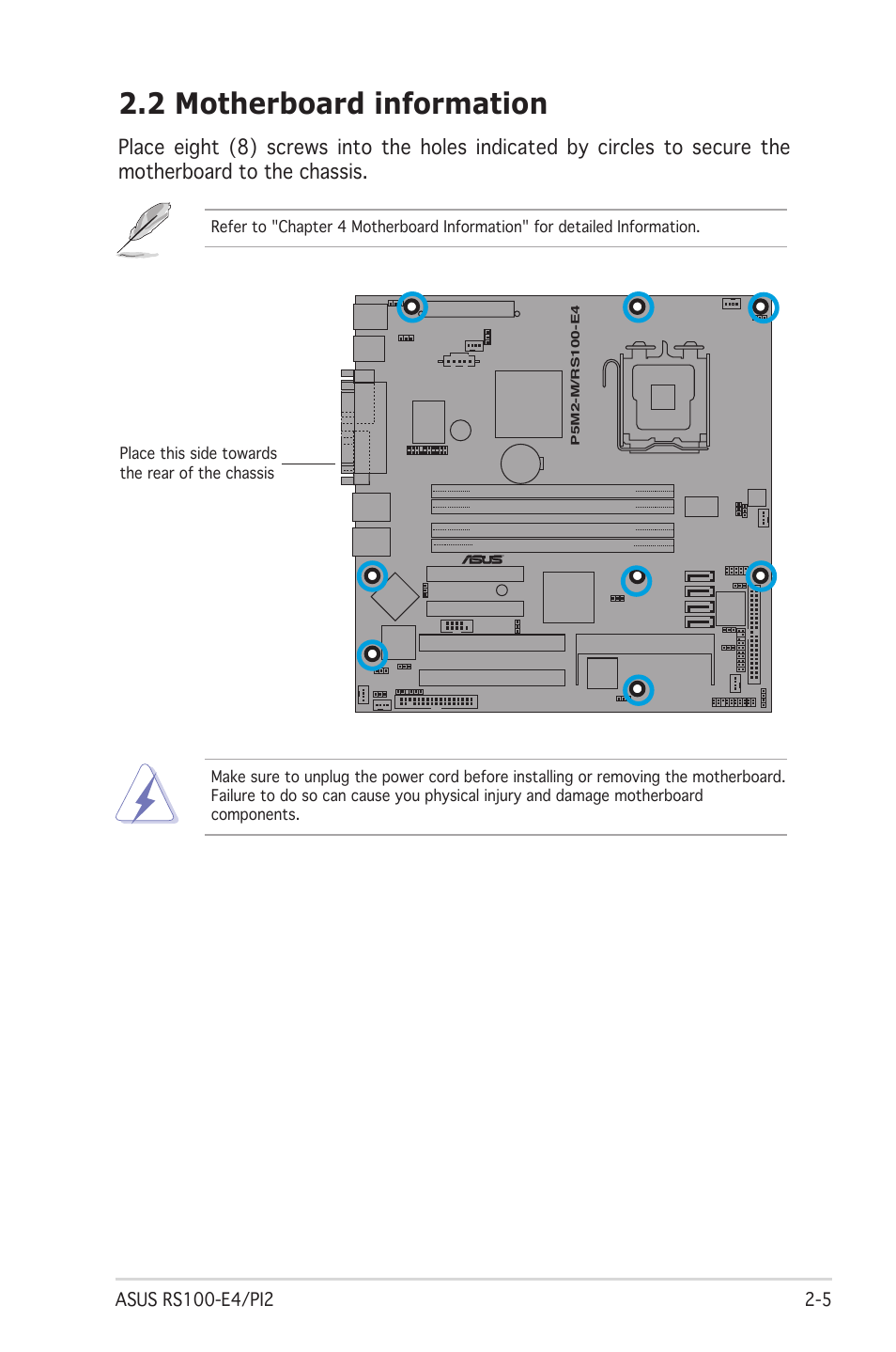 2 motherboard information | Asus RS100-E4/PI2 User Manual | Page 21 / 156
