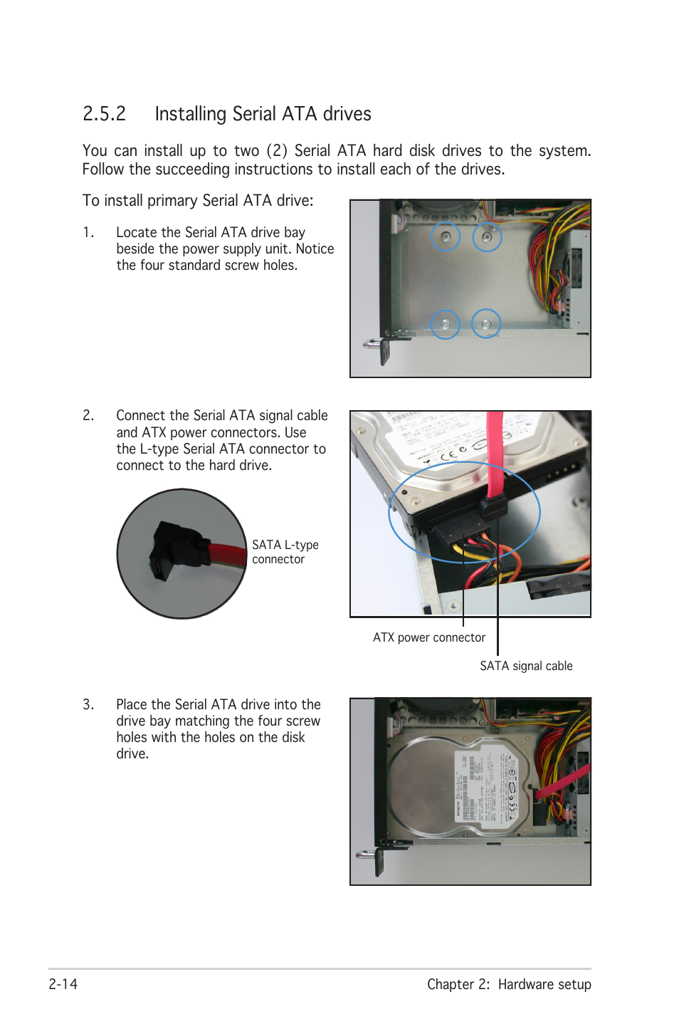 2 installing serial ata drives | Asus RS100-E4/PI2 User Manual | Page 30 / 156