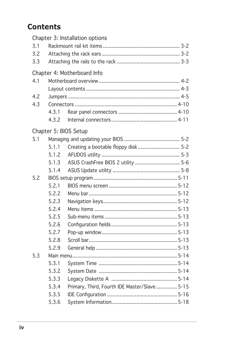 Asus RS100-E4/PI2 User Manual | Page 4 / 156