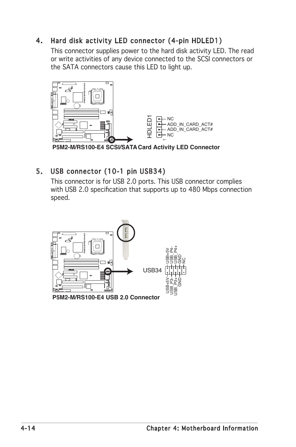 14 chapter 4: motherboard information, Usb34 | Asus RS100-E4/PI2 User Manual | Page 54 / 156