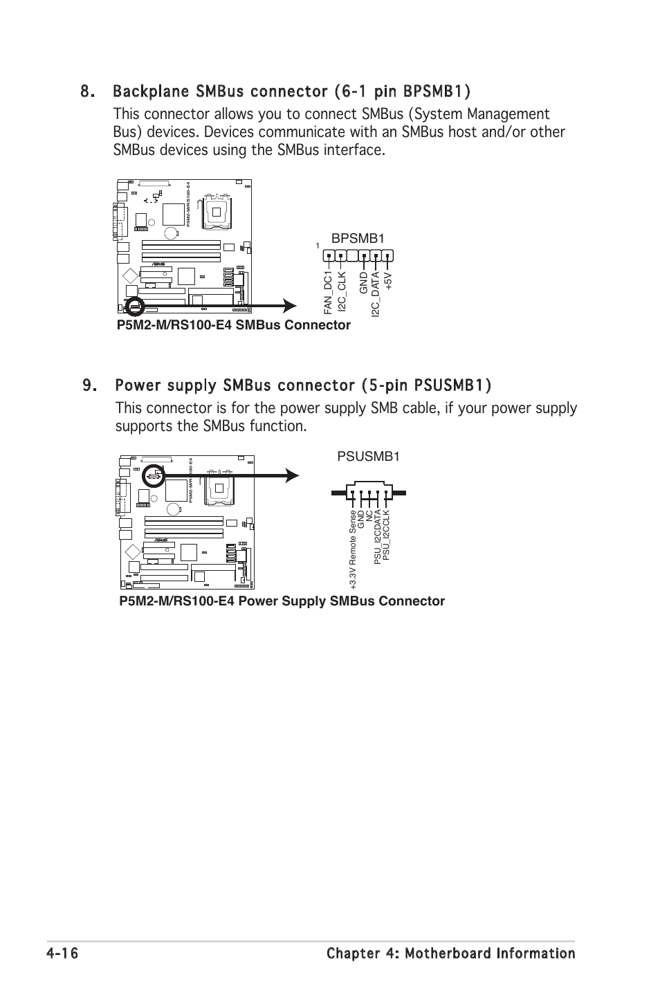 16 chapter 4: motherboard information | Asus RS100-E4/PI2 User Manual | Page 56 / 156