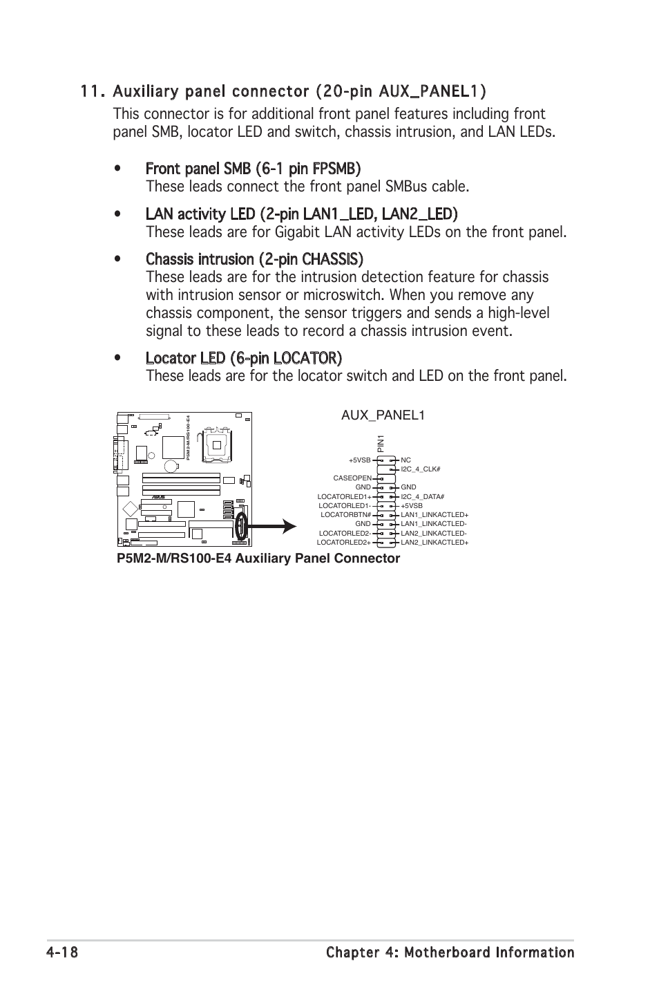 18 chapter 4: motherboard information | Asus RS100-E4/PI2 User Manual | Page 58 / 156
