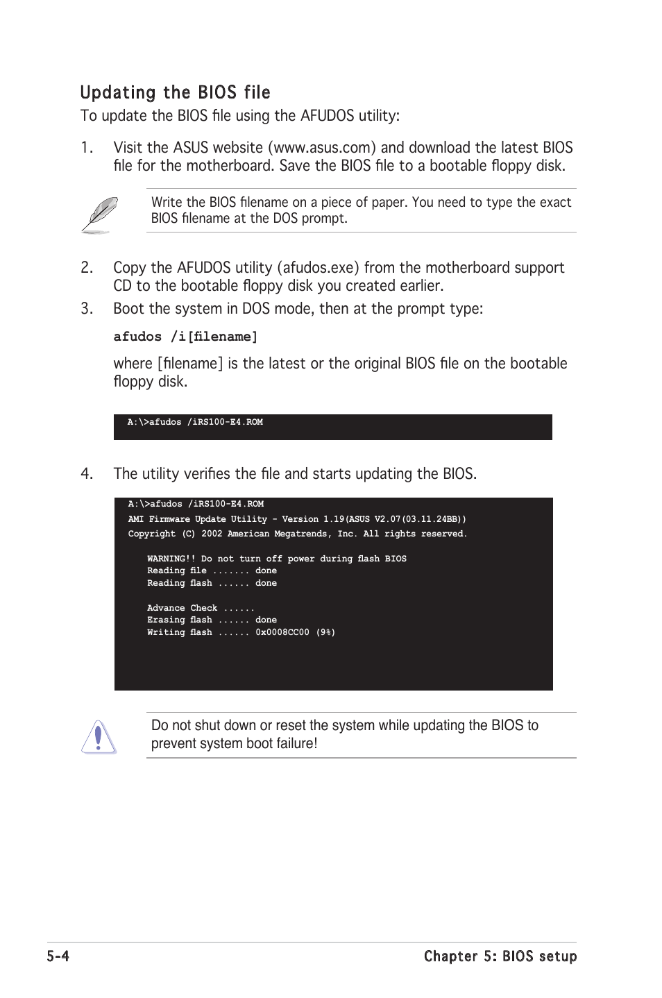 Updating the bios file | Asus RS100-E4/PI2 User Manual | Page 64 / 156