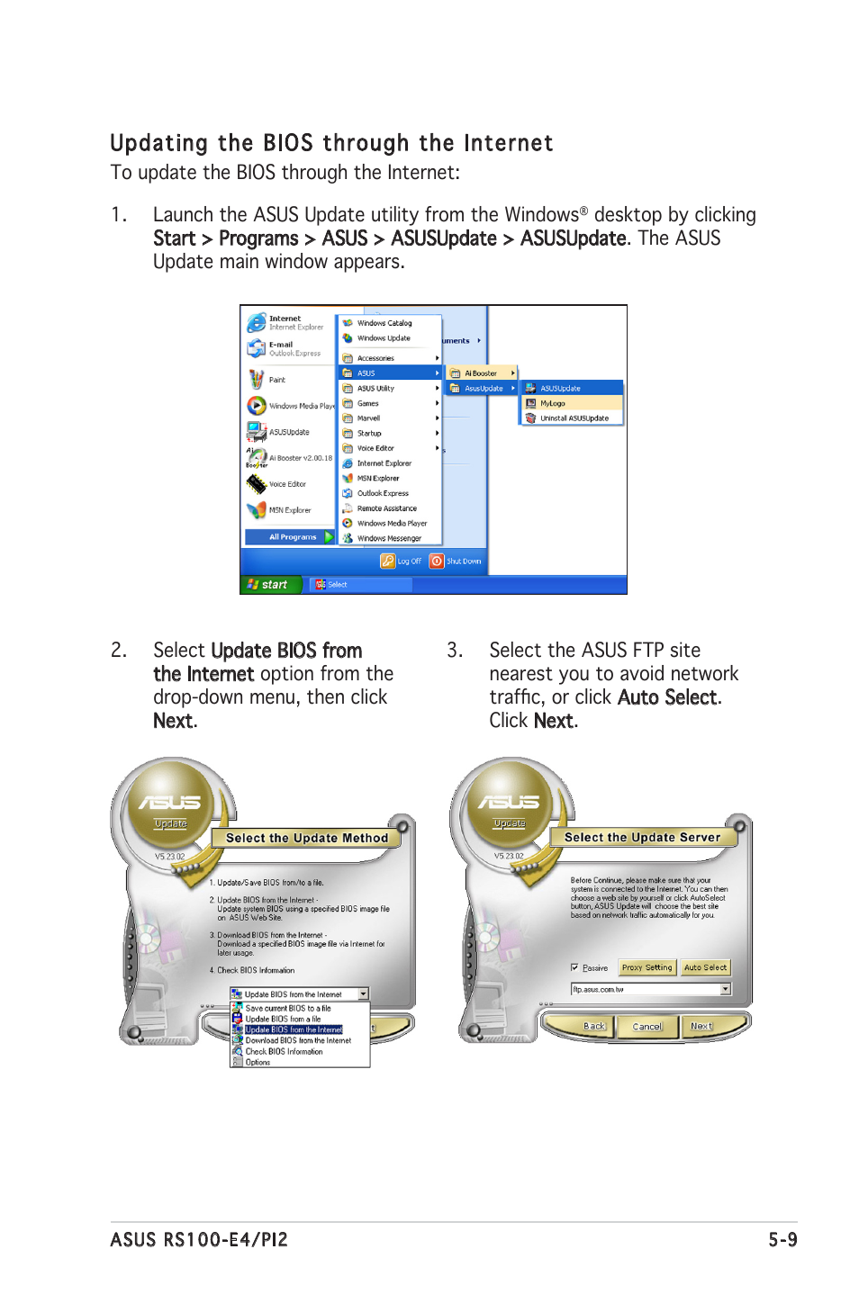 Updating the bios through the internet | Asus RS100-E4/PI2 User Manual | Page 69 / 156