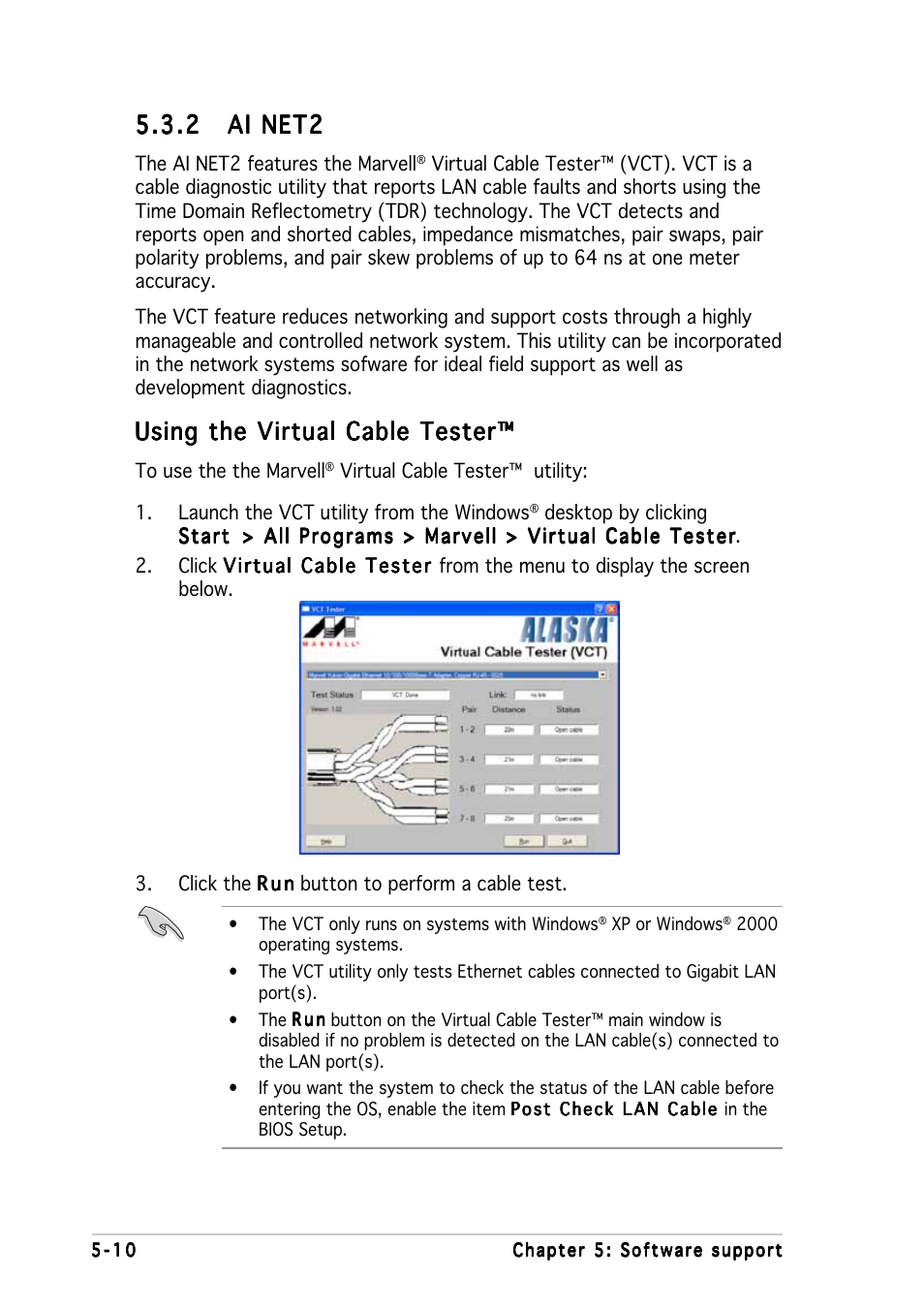 Using the virtual cable tester | Asus P5WD2-E Premium User Manual | Page 132 / 174