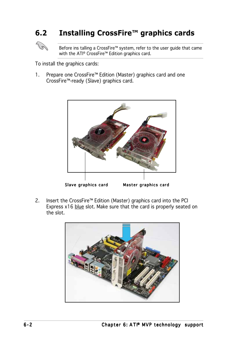 2 installing crossfire™ graphics cards | Asus P5WD2-E Premium User Manual | Page 158 / 174
