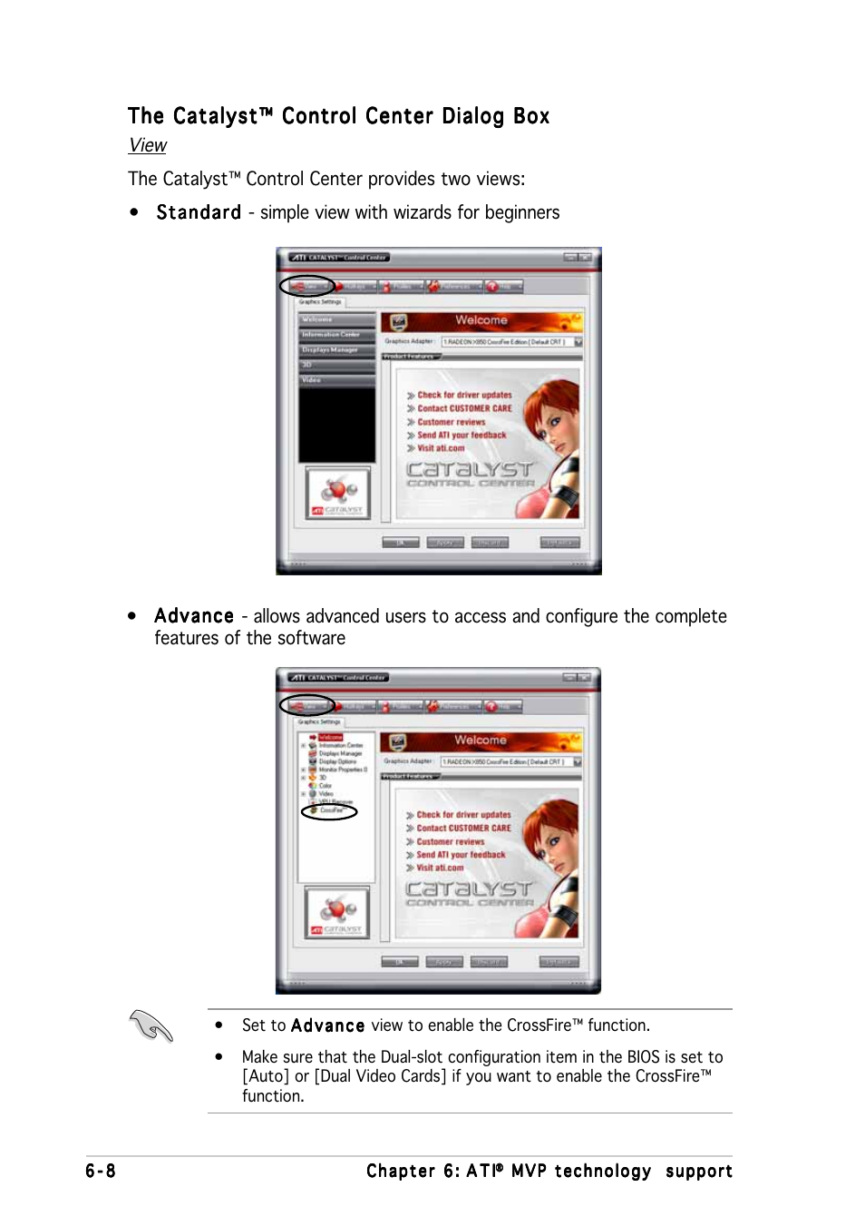The catalyst™ control center dialog box | Asus P5WD2-E Premium User Manual | Page 164 / 174