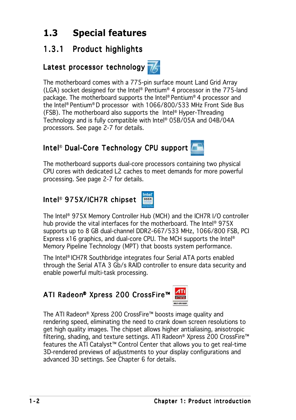3 special features | Asus P5WD2-E Premium User Manual | Page 18 / 174