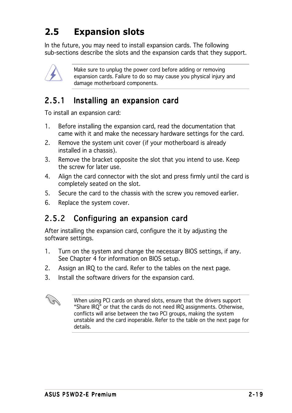 5 expansion slots | Asus P5WD2-E Premium User Manual | Page 47 / 174
