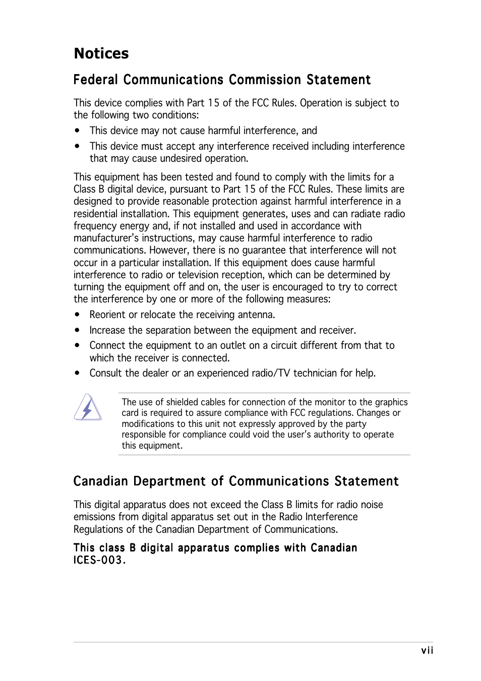 Notices | Asus P5WD2-E Premium User Manual | Page 7 / 174