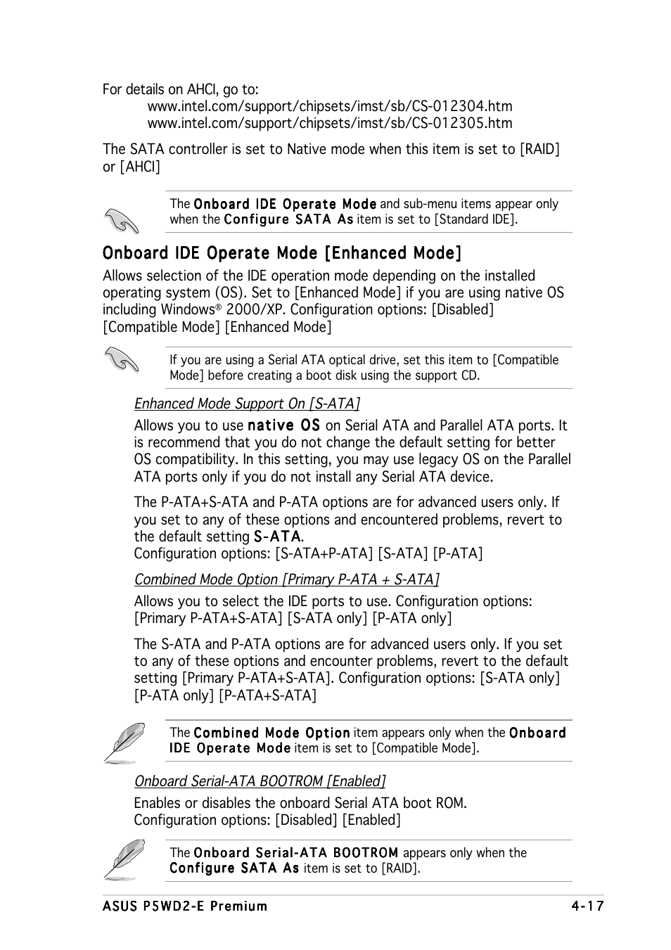 Onboard ide operate mode [enhanced mode | Asus P5WD2-E Premium User Manual | Page 91 / 174