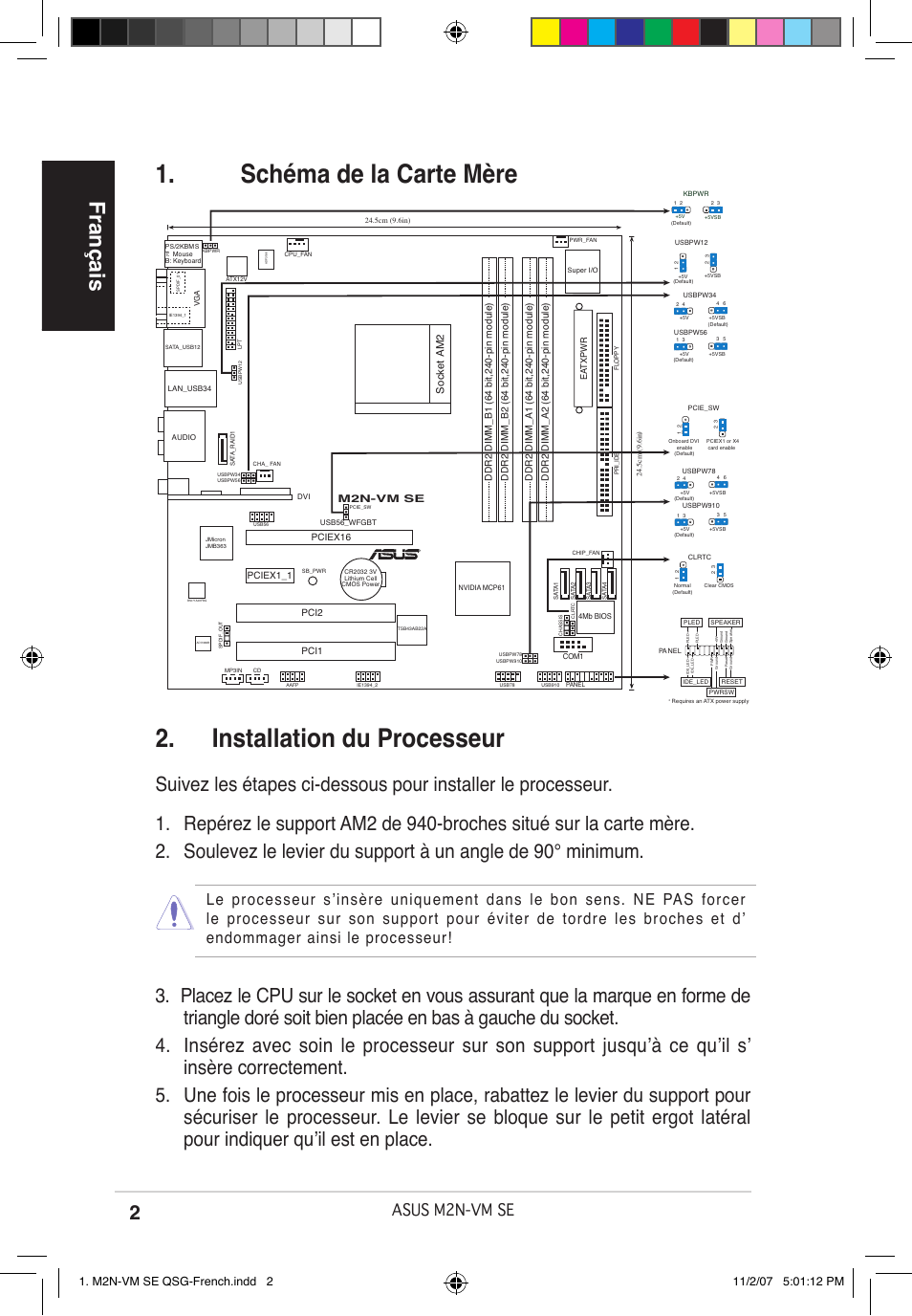 Français, Asus m2n-vm se, Socket am2 | Asus M2N-VM SE User Manual | Page 2 / 38