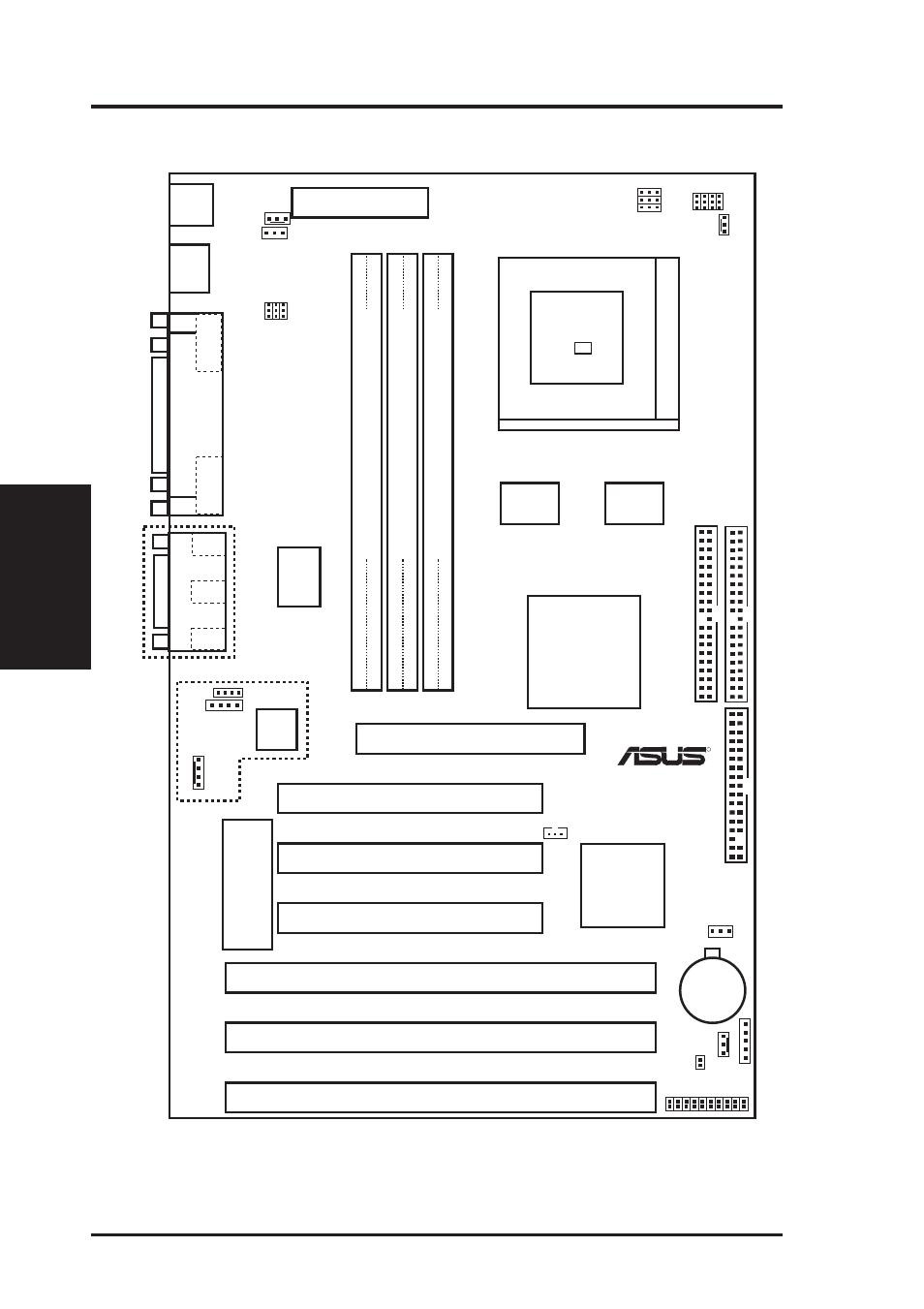 Iii. installation, Asus sp98agp-x motherboard layout, 12 asus sp98agp-x user’s manual | Motherboard layout iii. inst alla tion, Parallel port, Usb ps/2 | Asus SP98AGP-X User Manual | Page 12 / 64