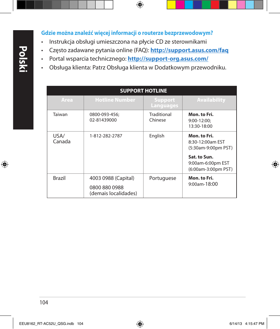 Polsk i | Asus RT-AC52U User Manual | Page 101 / 220