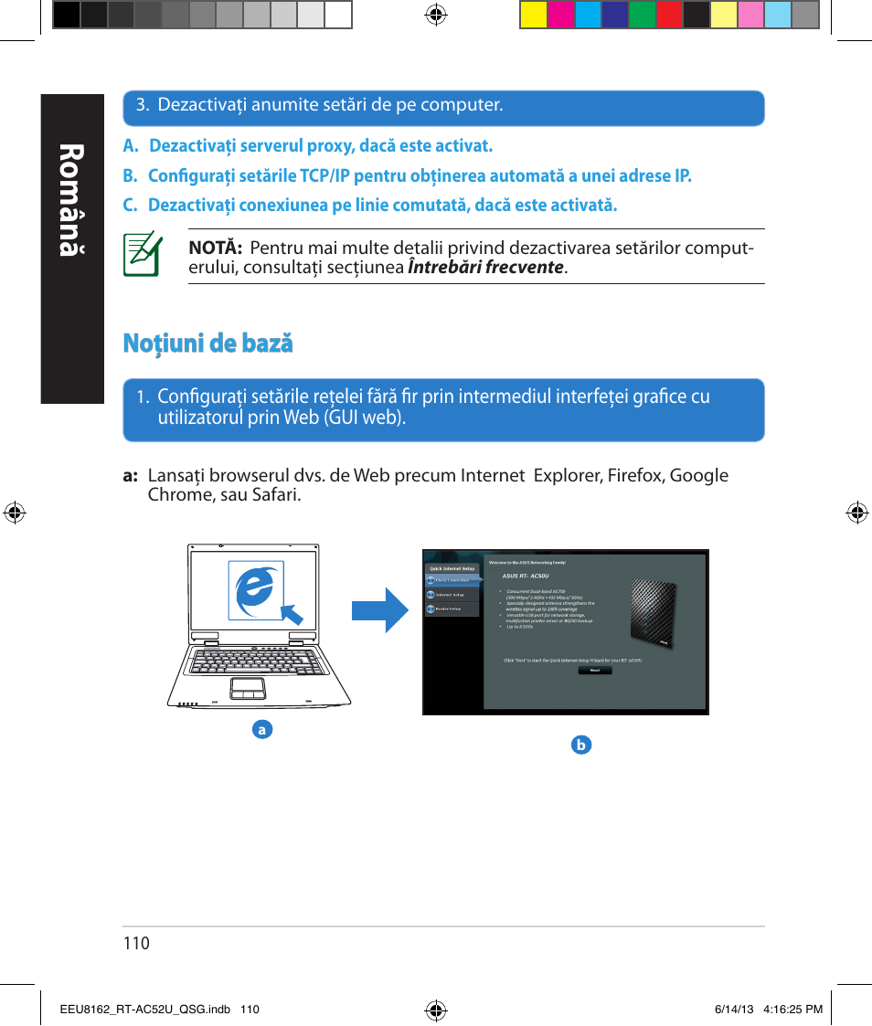 Română, Noţiuni de bază | Asus RT-AC52U User Manual | Page 107 / 220