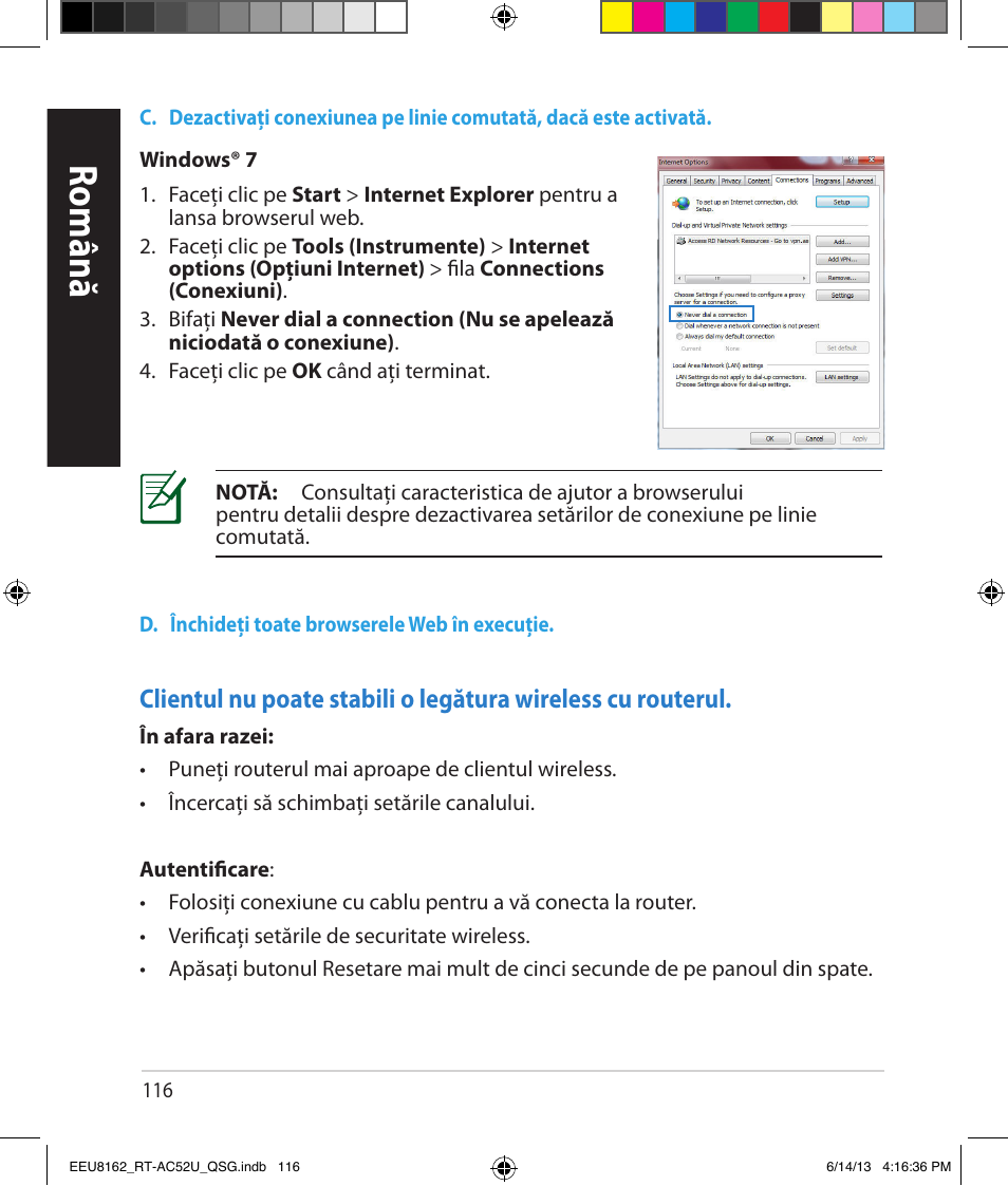 Română | Asus RT-AC52U User Manual | Page 113 / 220