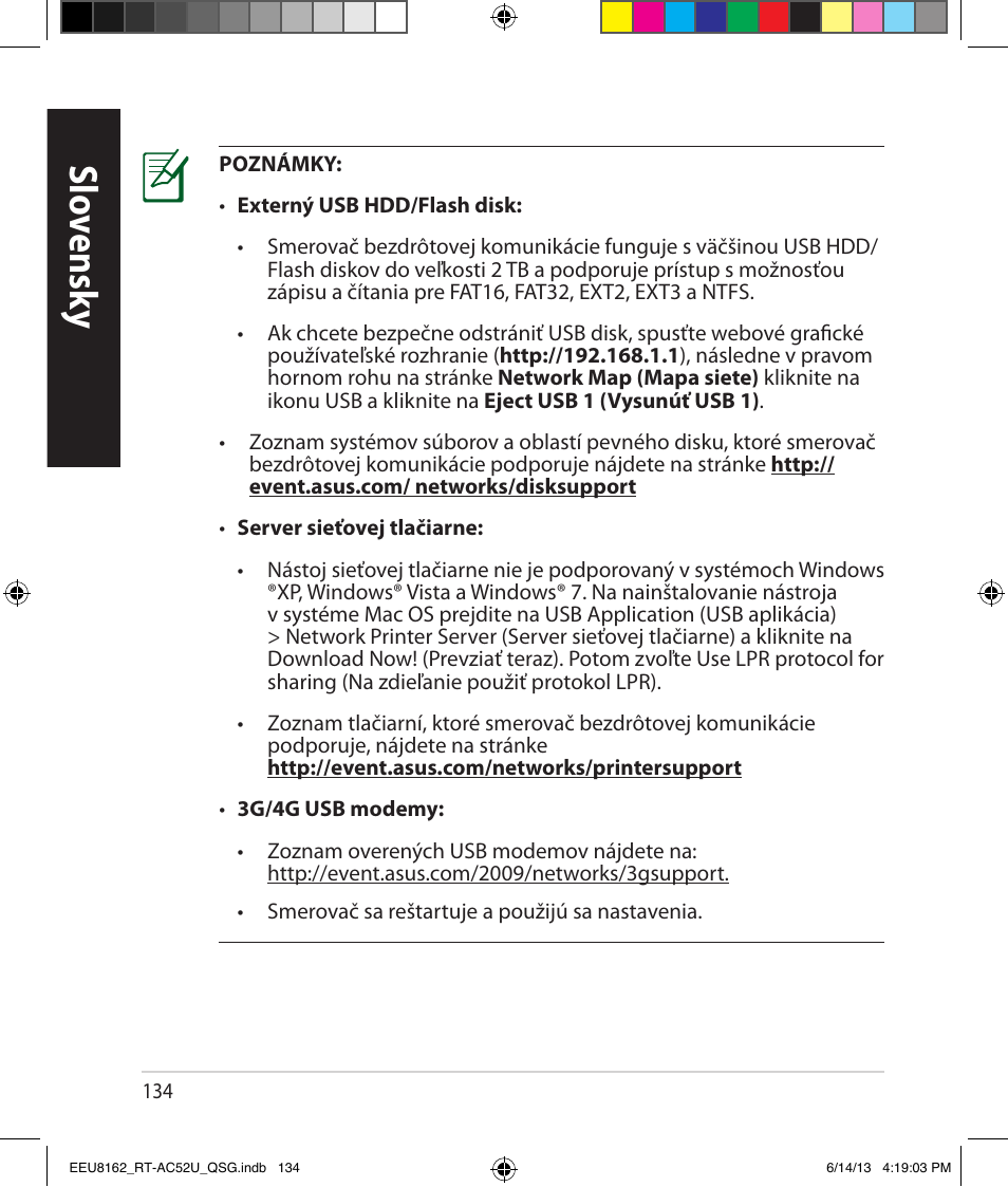 Slo vensk y | Asus RT-AC52U User Manual | Page 131 / 220