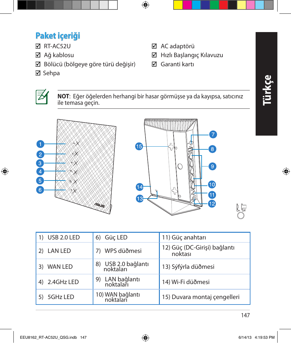 Tür kç e, Paket içeriği | Asus RT-AC52U User Manual | Page 144 / 220